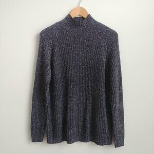 Vintage Pelican Cove mockneck cotton blend ribbed sweater top Large flecked